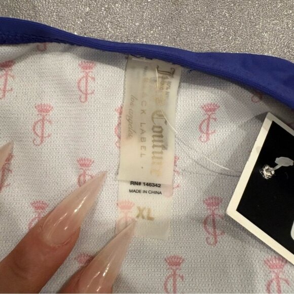 JUICY COUTURE Bikini Bottom Blue White Size XL NWT - Picture 3 of 4